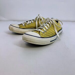 Converse Men's All Star Low Top Sneakers Yellow White Gingham Canvas Size 9M/11W